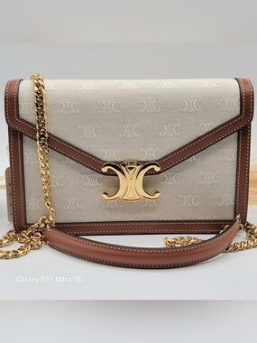 Celine triomphe margo wallet on a chain